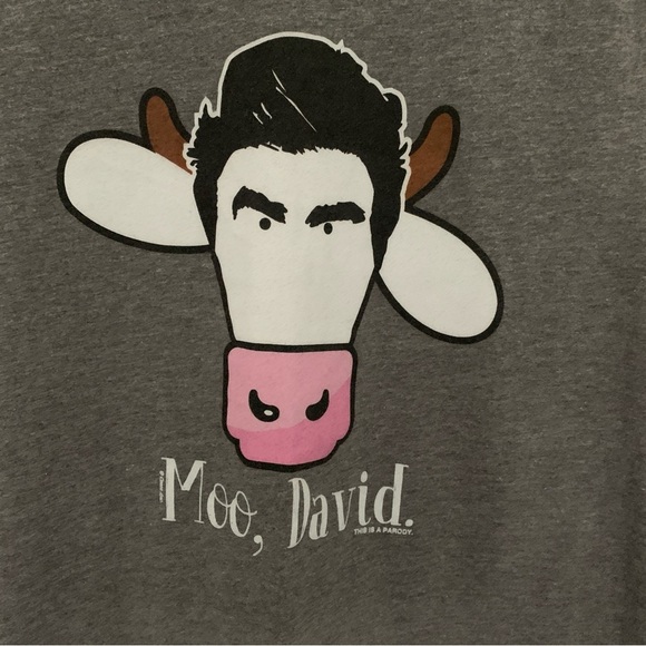 Cow’s Moo David Schitt’s Creek t-shirt size medium, grey - Picture 3 of 5
